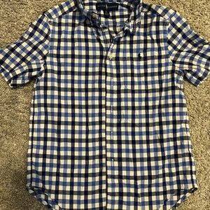 Ralph Lauren Men's Navy and White Plaid Shirt